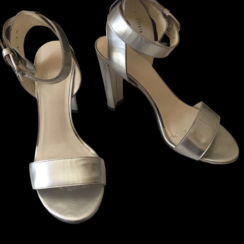 Stuart Weitzman silver heel sandals size 7M